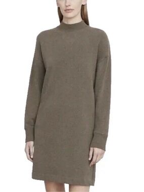 Vince Wool Cashmere Funnel Neck Olive Midi Sweater Long sleeve XS